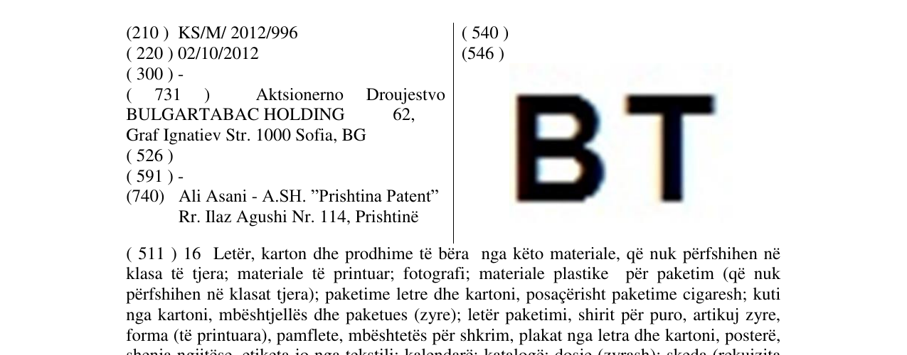 Zëri i markës BT në buletin