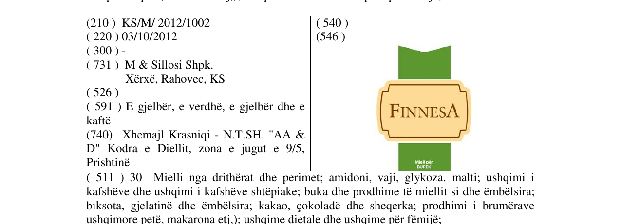 Zëri i markës FINNESA në buletin
