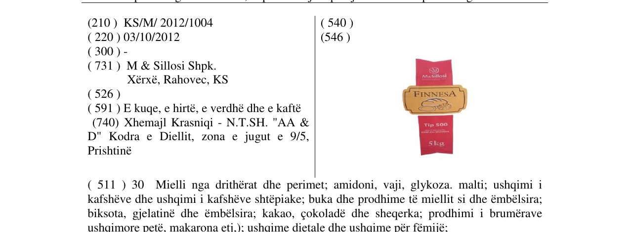 Zëri i markës FINNESA në buletin