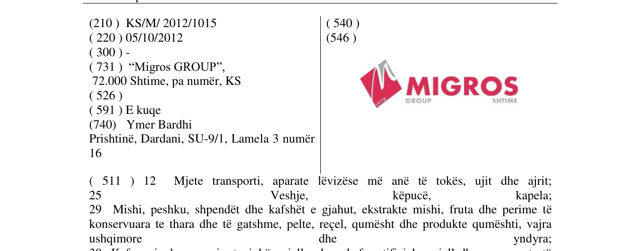 Zëri i markës MIGROS në buletin