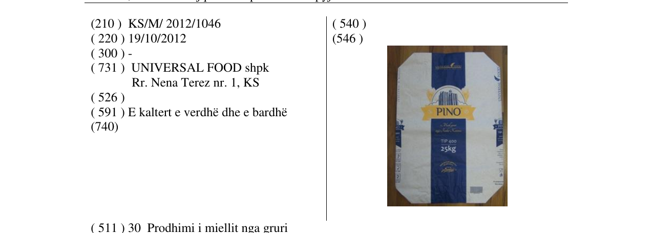 Zëri i markës PINO në buletin