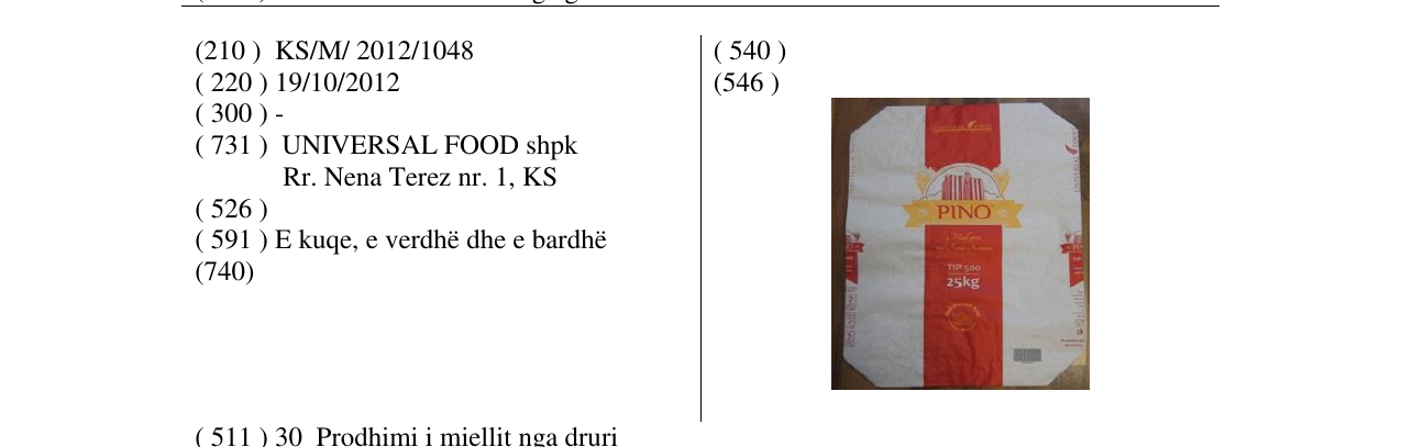 Zëri i markës PINO në buletin