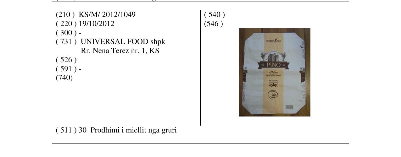 Zëri i markës PINO në buletin