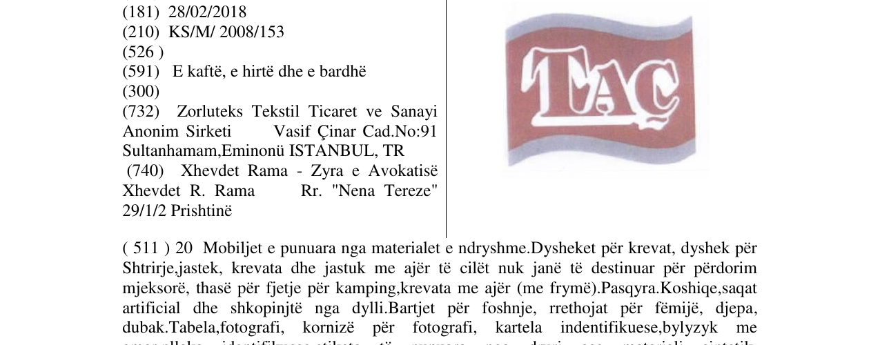 Zëri i markës TAÇ në buletin