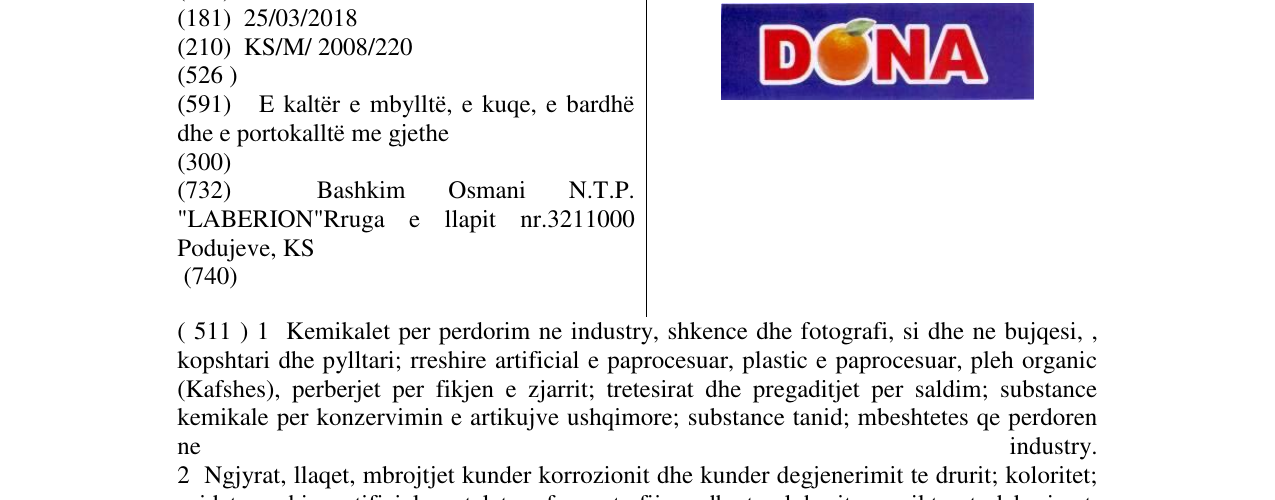 Zëri i markës DONA në buletin
