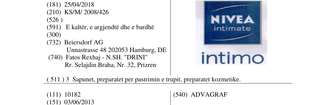 Zëri i markës NIVEA intimate në buletin