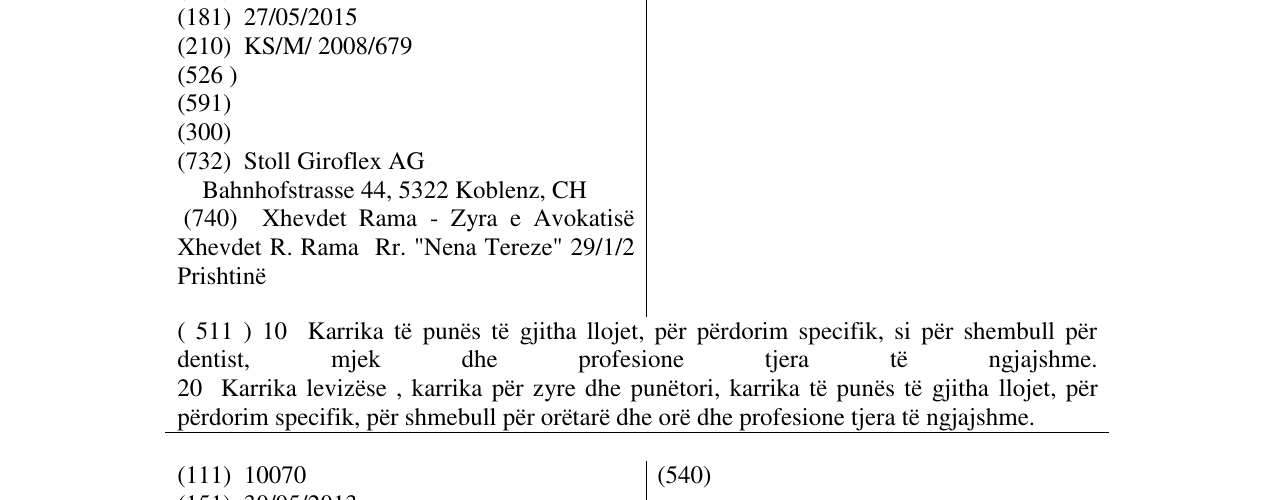 Zëri i markës GIROFLEX në buletin