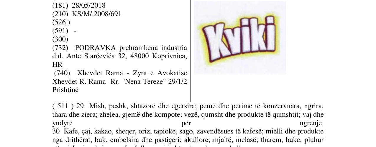 Zëri i markës KVIKI në buletin