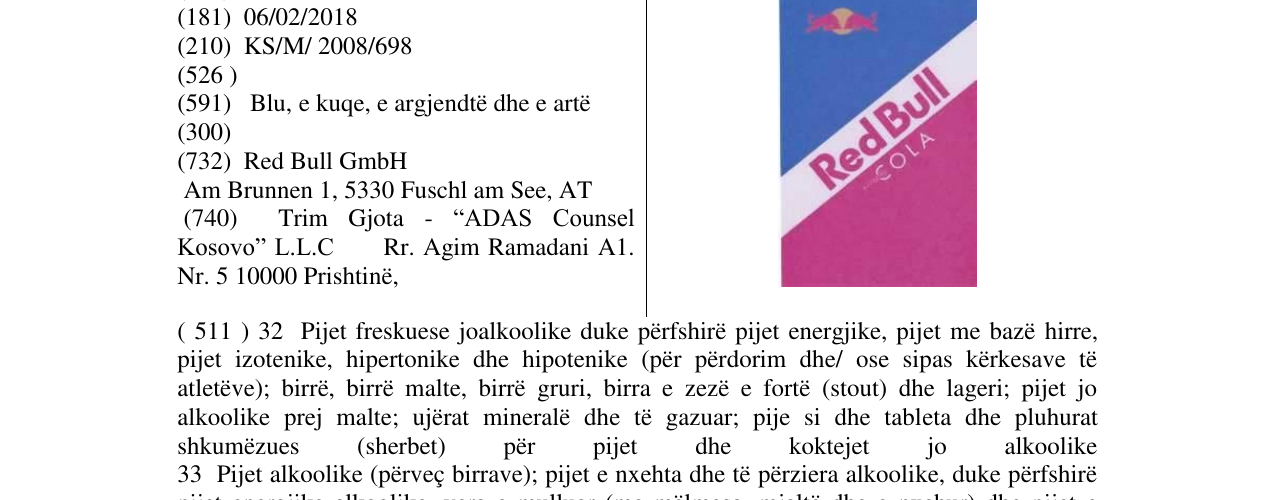 Zëri i markës Red Bull COLA në buletin