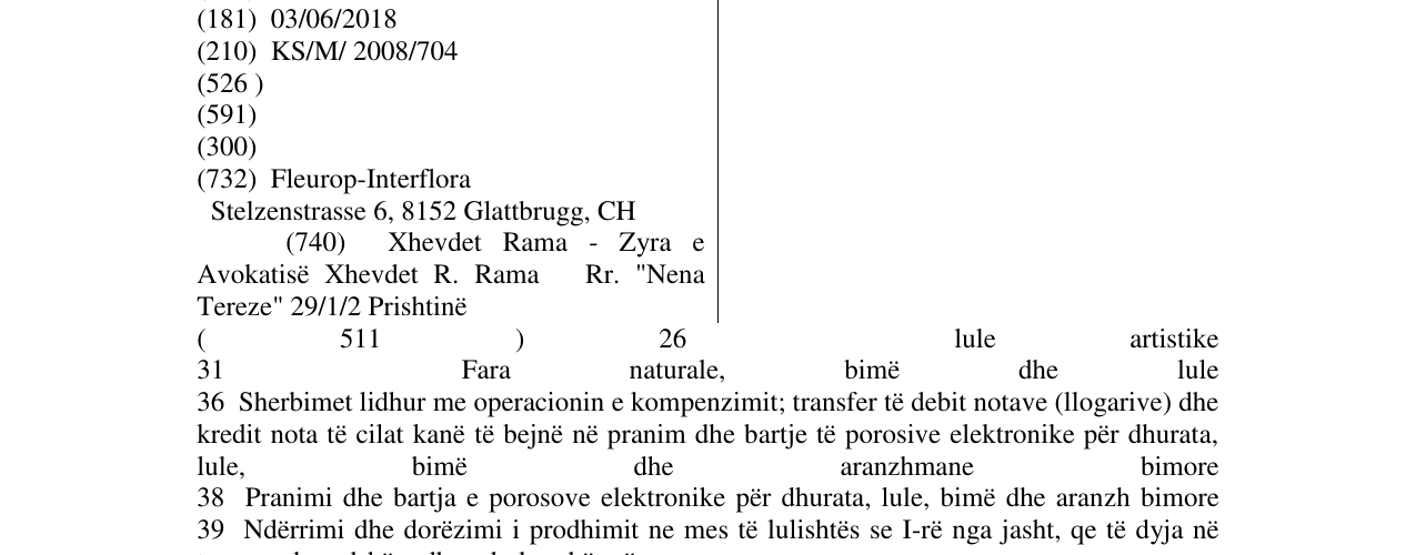 Zëri i markës FLEUROP në buletin
