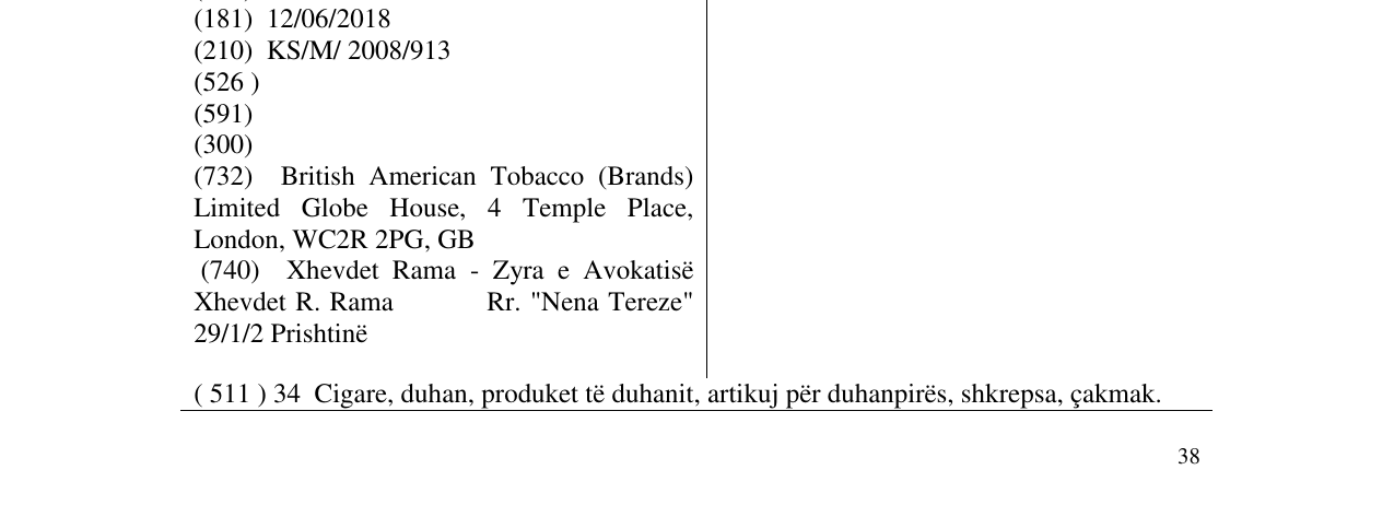 Zëri i markës WHITEN INFINA në buletin