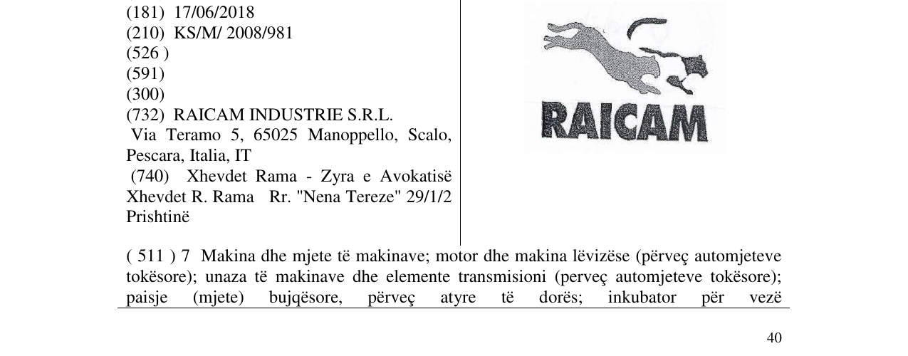 Zëri i markës RAICAM në buletin