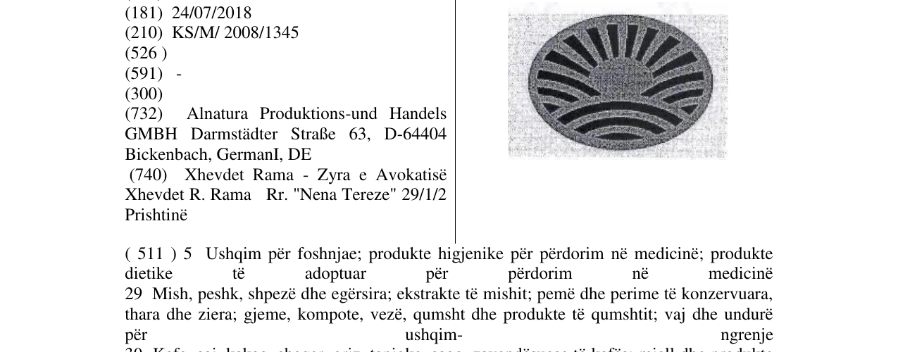 Zëri i markës SONNE-FIG. në buletin