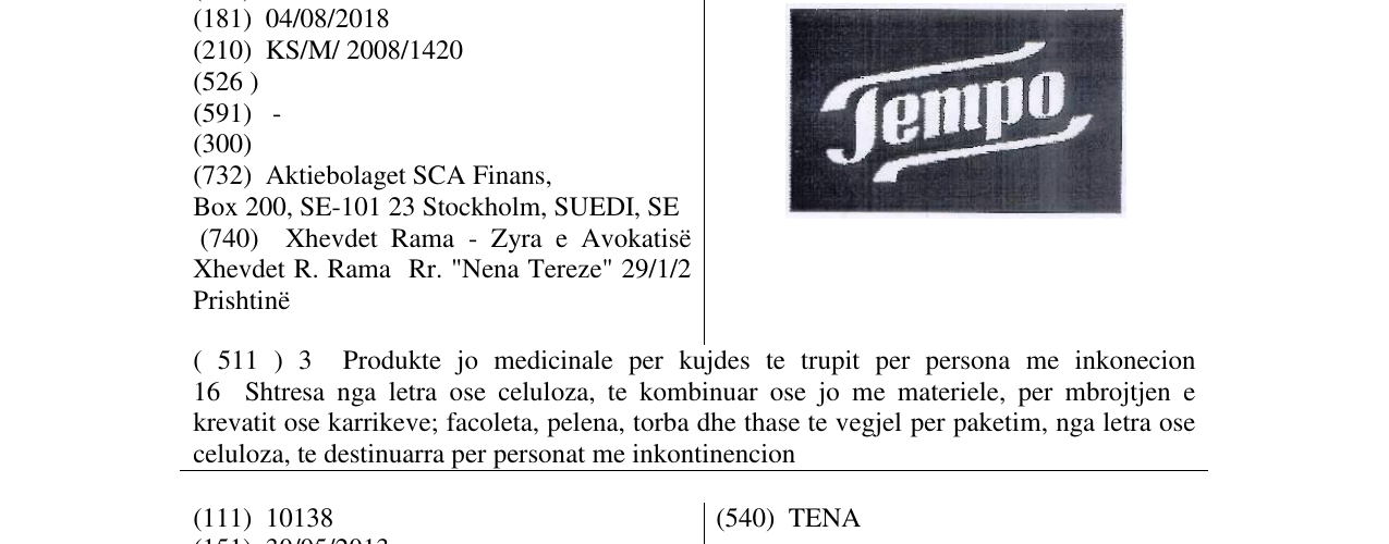 Zëri i markës TEMPO - FIG. në buletin