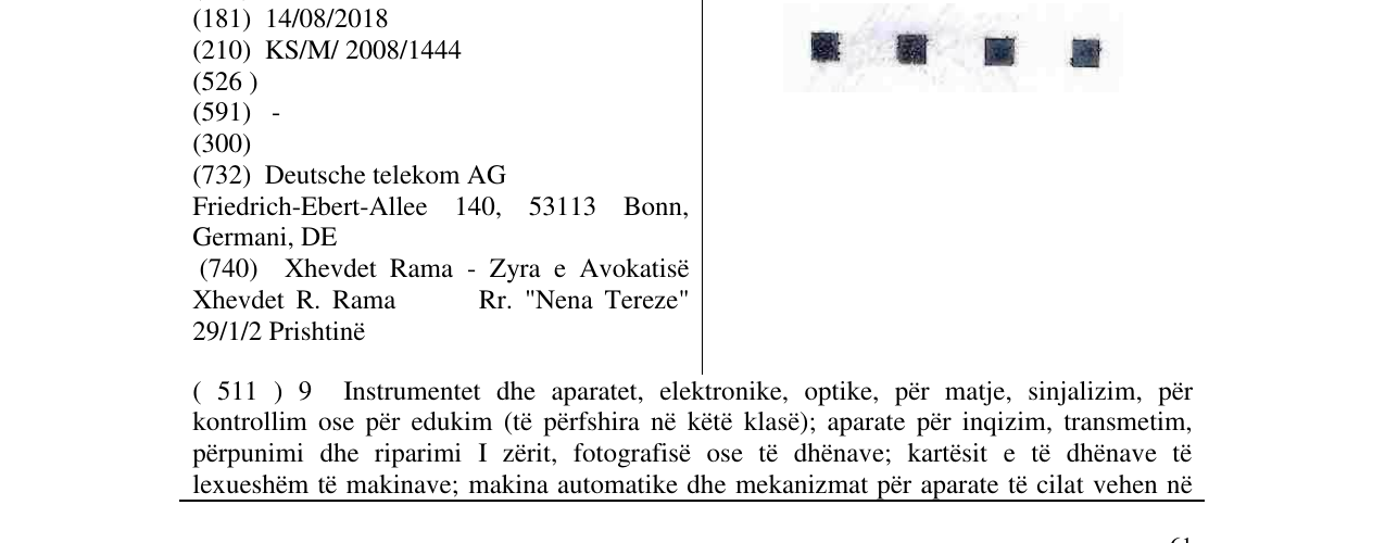 Zëri i markës 4 DIGITS IN REIHE HOCH ( HORIZONTAL) në buletin