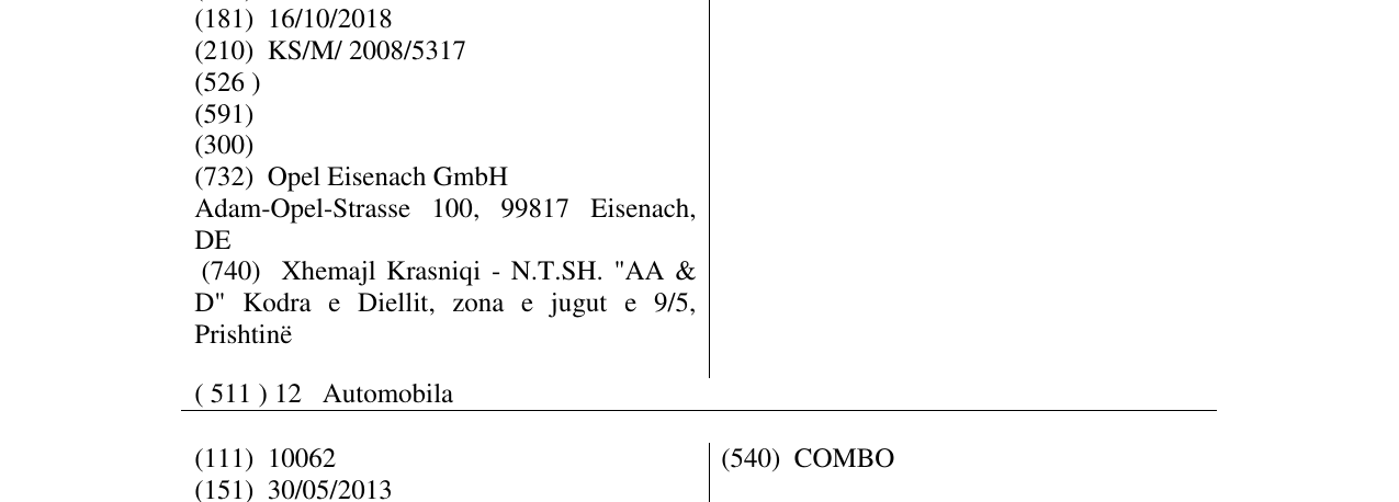 Zëri i markës CORSA në buletin