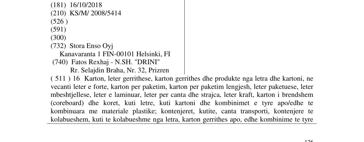Zëri i markës KOPPARPRINT në buletin