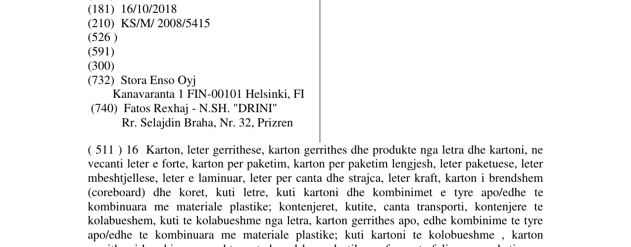 Zëri i markës KOPPARGLOSS në buletin