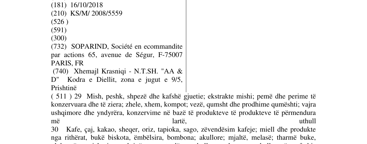 Zëri i markës FLEUR DE FRUITS në buletin