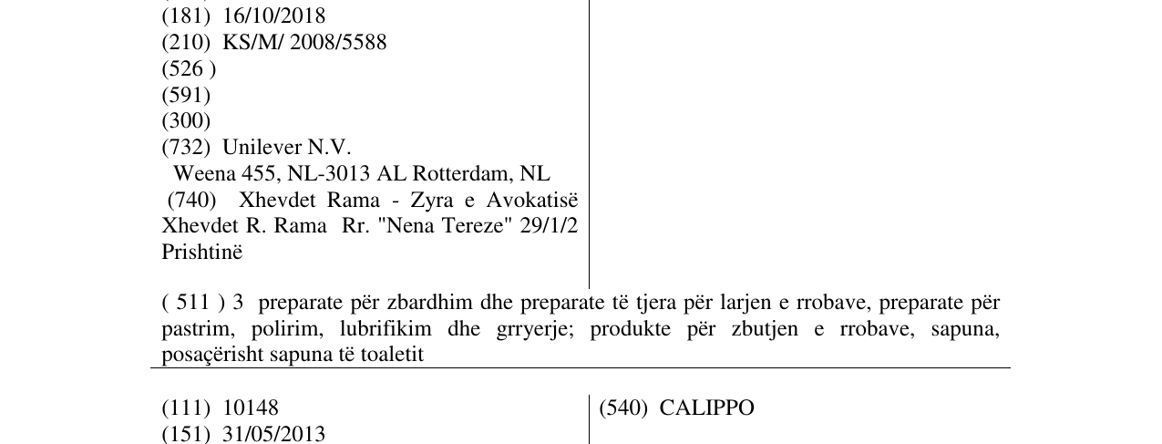 Zëri i markës CAJOLINE në buletin