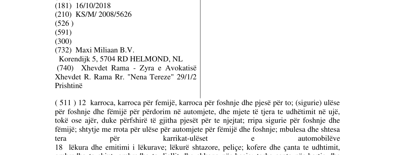 Zëri i markës MAXI-COSI TOBI në buletin