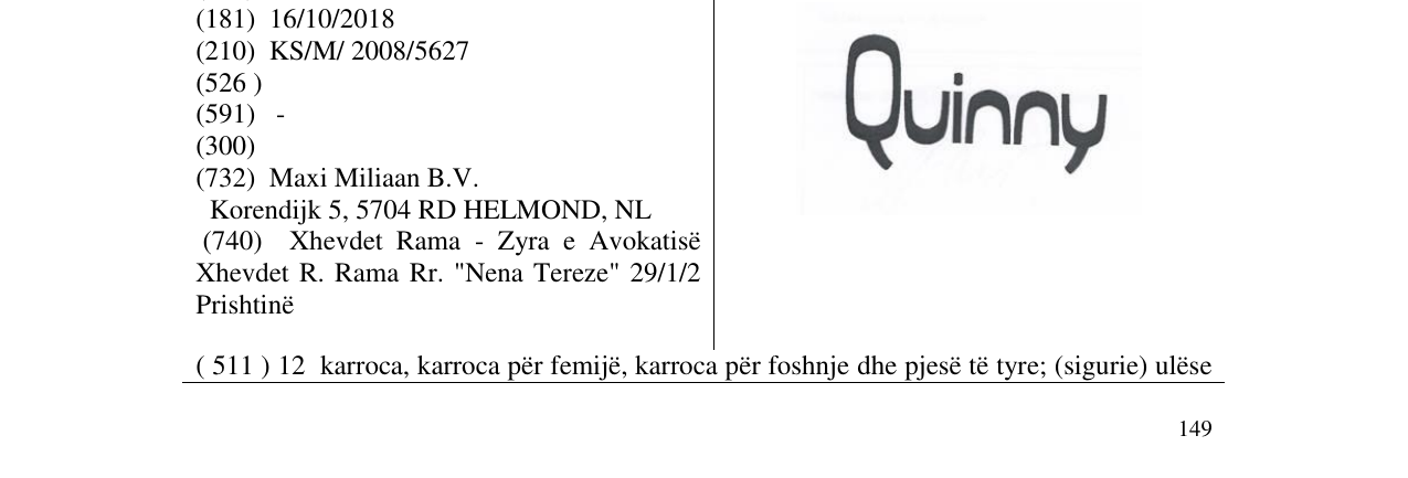 Zëri i markës QUINNY në buletin