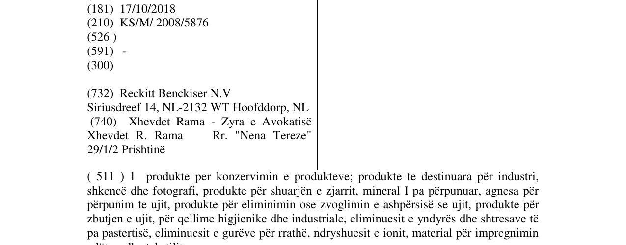 Zëri i markës CALGON në buletin