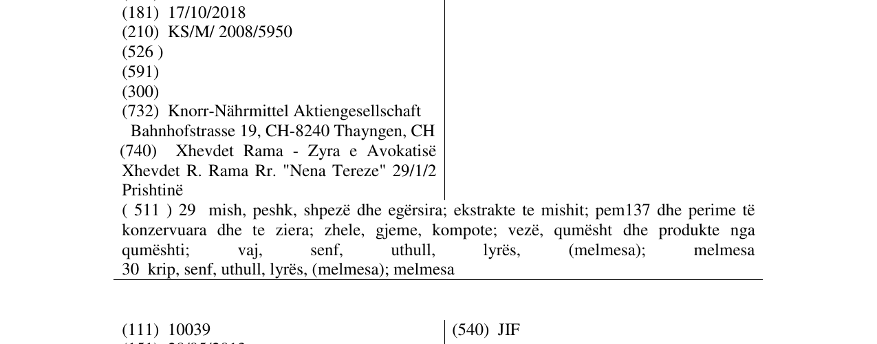 Zëri i markës PRIMERBA në buletin