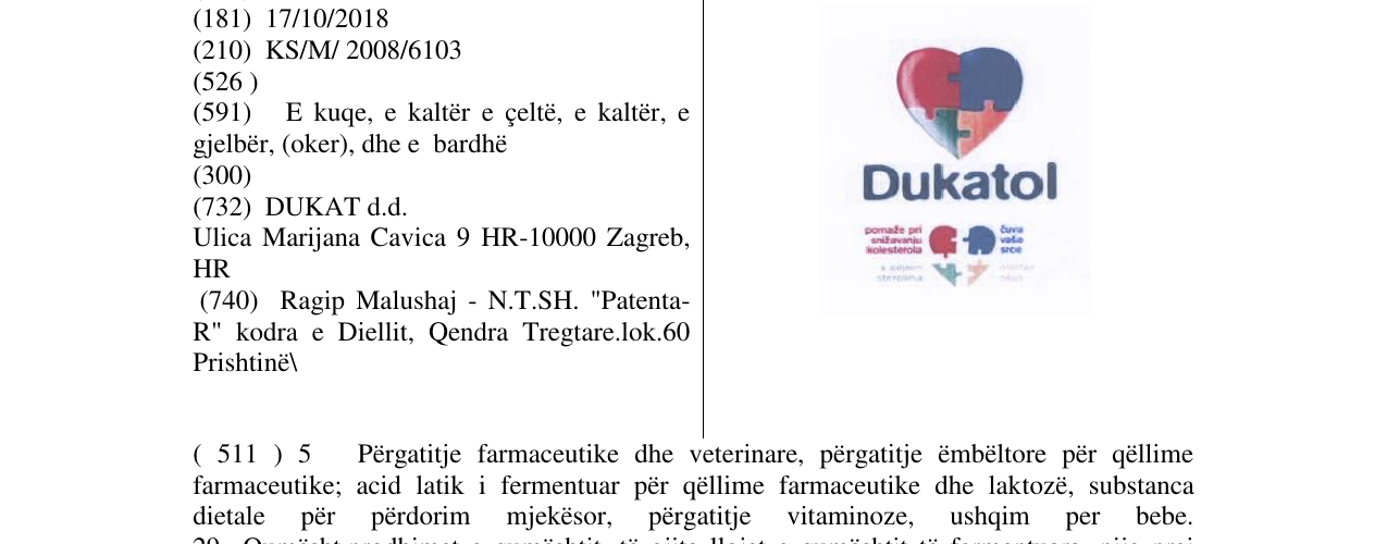 Zëri i markës DUKATOL në buletin