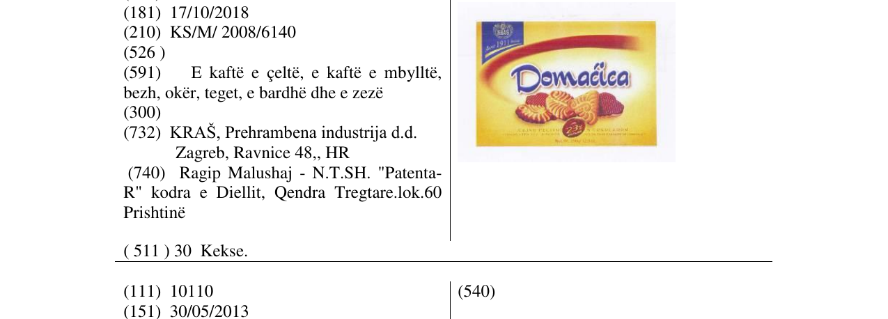 Zëri i markës Domaćica në buletin