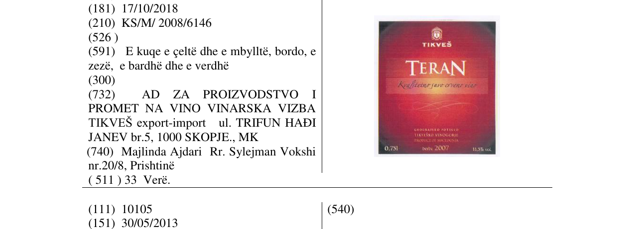 Zëri i markës TERAN në buletin
