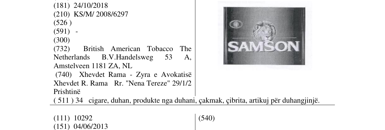 Zëri i markës SAMSON në buletin
