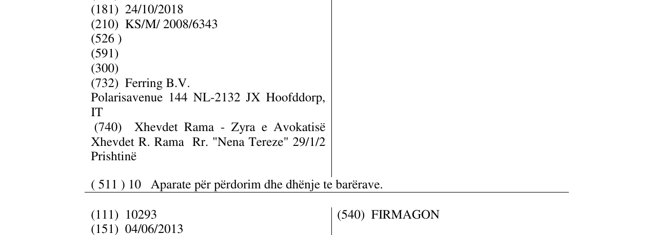 Zëri i markës RHINYLE në buletin