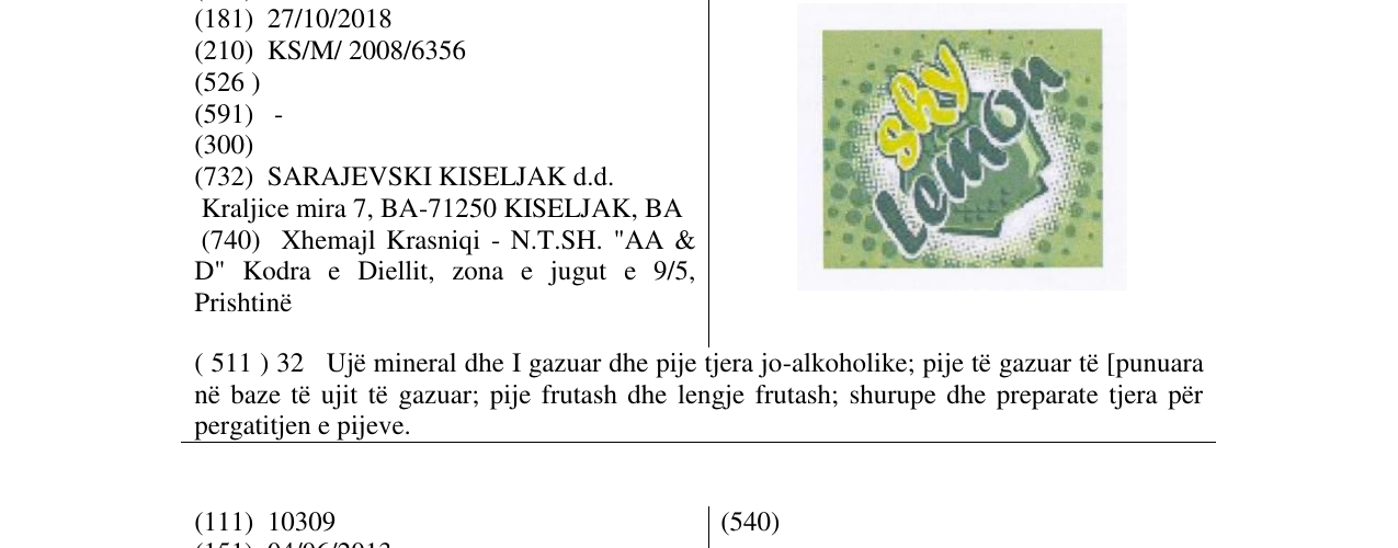 Zëri i markës SKY LEMON në buletin