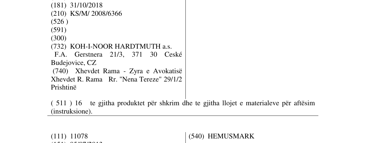 Zëri i markës HARDTMUTH në buletin