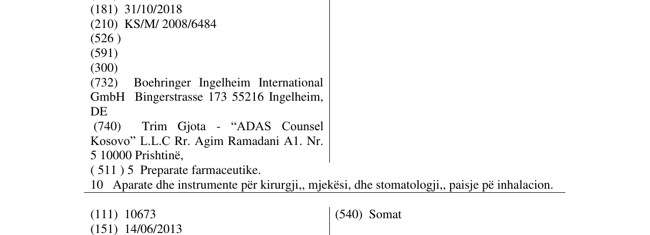 Zëri i markës RESPIMAT në buletin