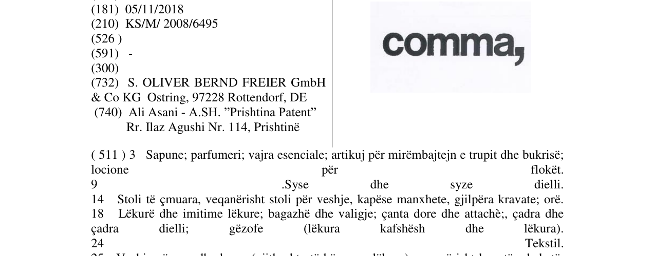 Zëri i markës comma, në buletin