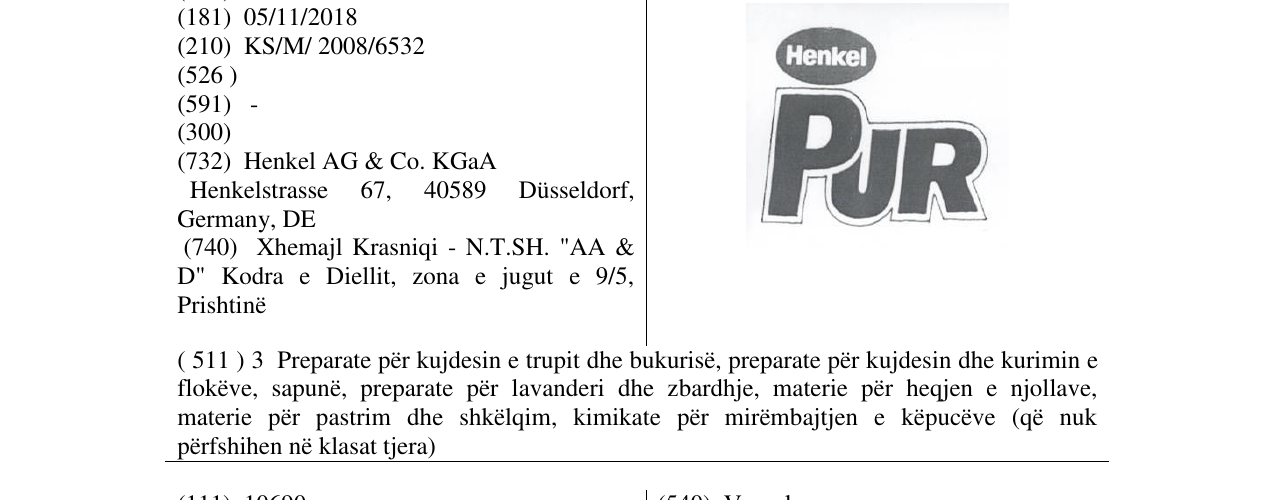 Zëri i markës HENKEL PUR në buletin