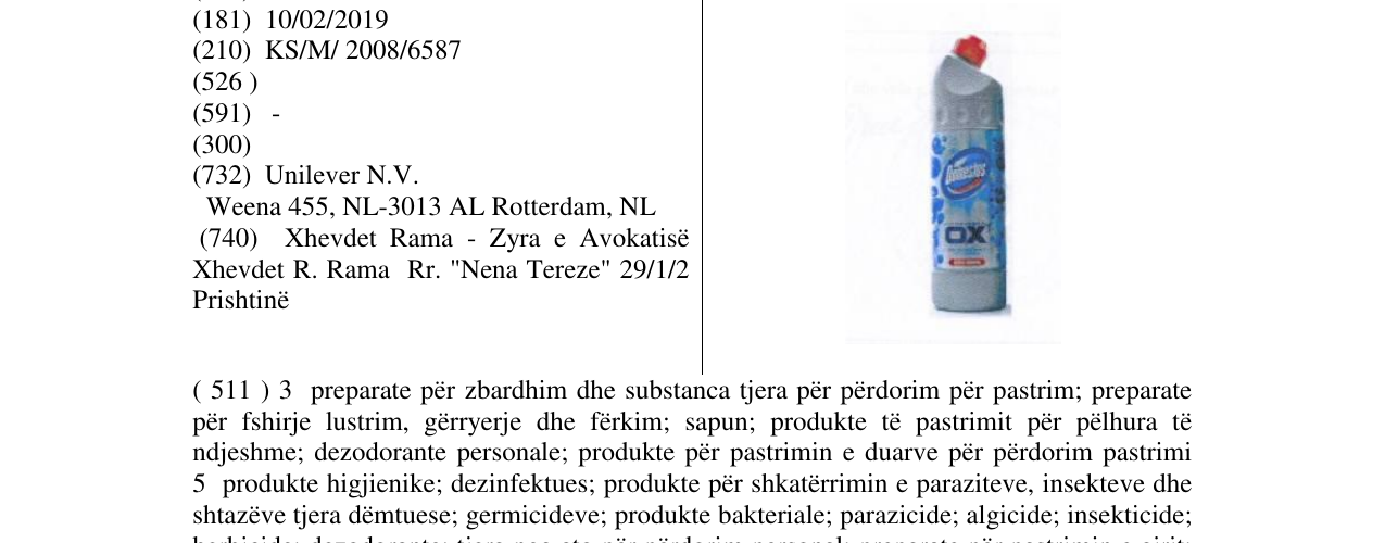 Zëri i markës DOMESTOS në buletin