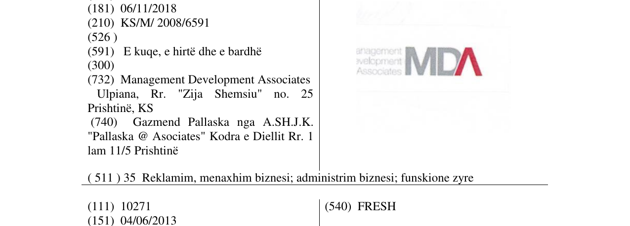 Zëri i markës MDA në buletin