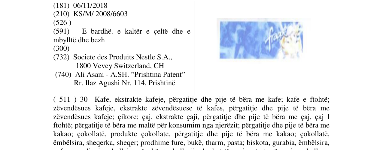 Zëri i markës FRAPPE në buletin
