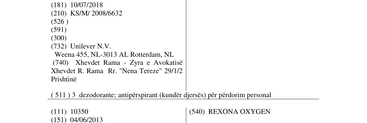 Zëri i markës REXONA CRYSTAL në buletin