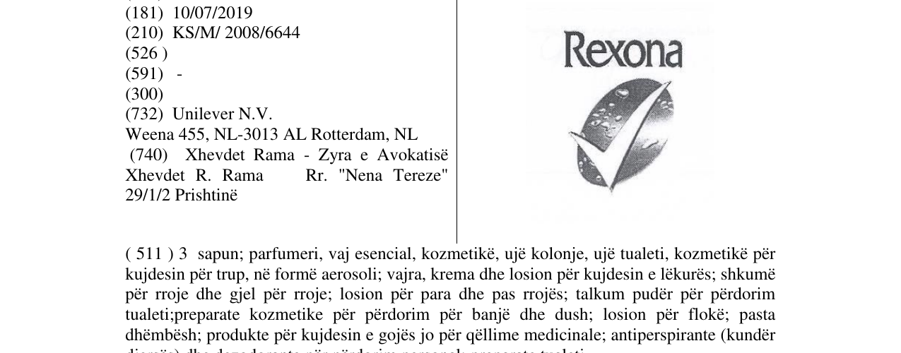 Zëri i markës REXONA në buletin