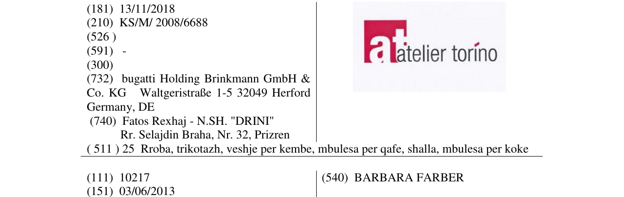 Zëri i markës ATELIER TORINO në buletin
