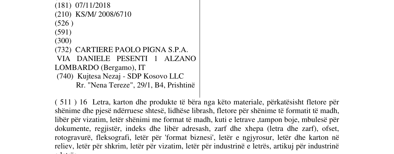 Zëri i markës PAOLO PIGNA në buletin