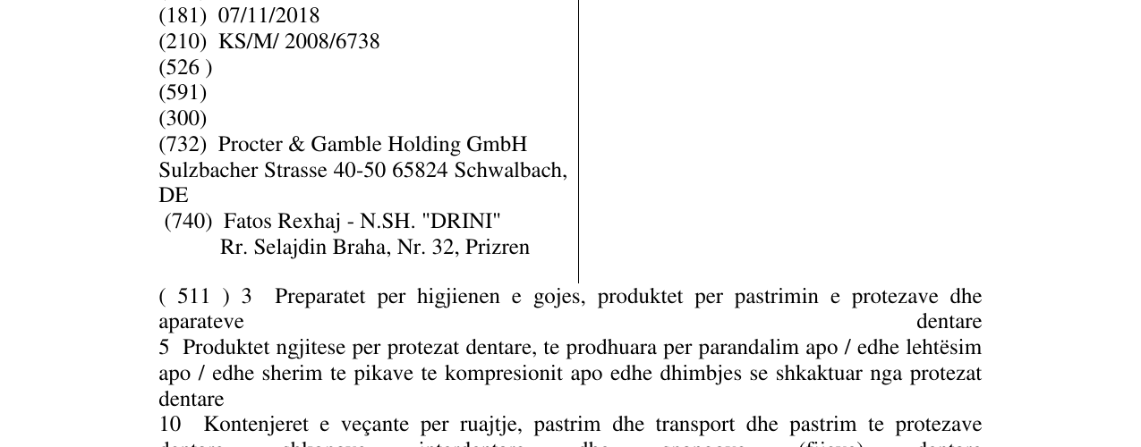 Zëri i markës BLEND-A-DENT në buletin
