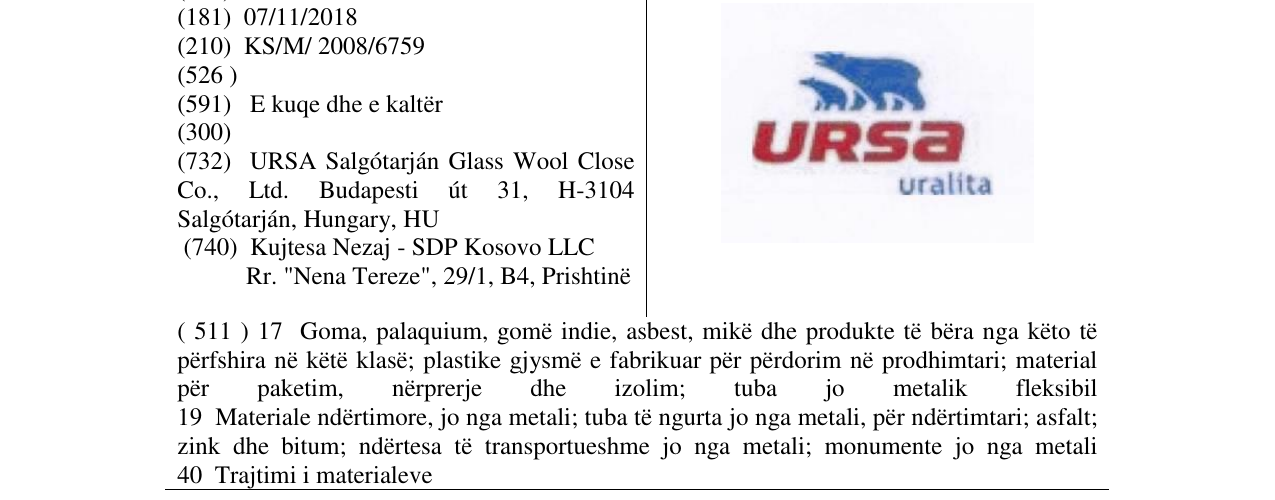 Zëri i markës URSA në buletin