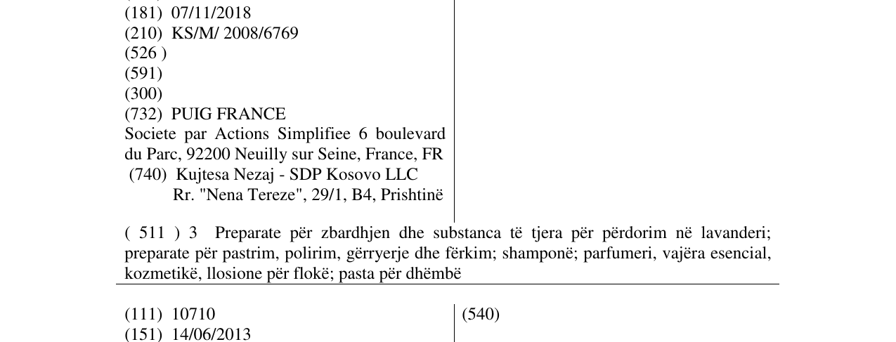 Zëri i markës PACO RABANNE në buletin