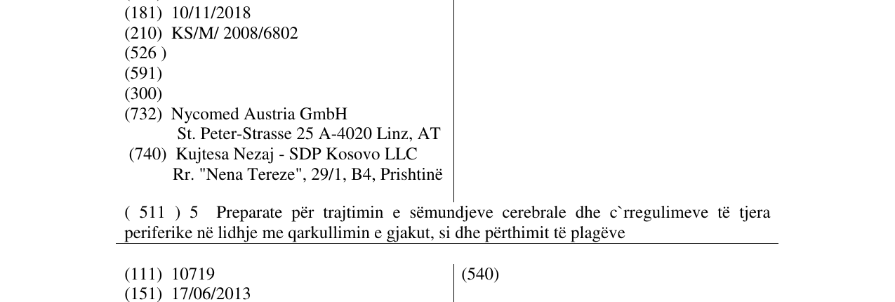 Zëri i markës ACTOVEGIN në buletin