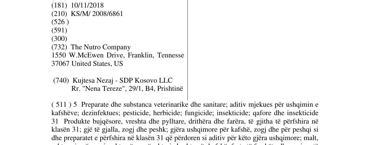 Zëri i markës NUTRO në buletin
